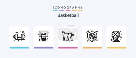 Illustration for Basketball Line 5 Icon Pack Including trophy. achievement. fitness. sport. dumbbell. Creative Icons Design - Royalty Free Image