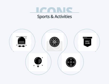 Ilustración de Sports and Activities Glyph Icon Pack 5 Icon Design. golf. wheel. target. sports. glasses - Imagen libre de derechos
