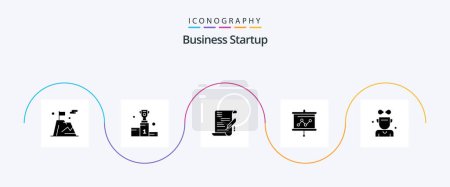 Ilustración de Business Startup Glyph 5 Icon Pack Including graph . win . document. agreement - Imagen libre de derechos