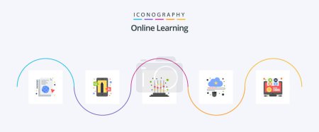 Illustration for Online Learning Flat 5 Icon Pack Including mouse. connected. q&a. cloud. learning - Royalty Free Image