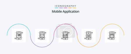 Téléchargez les illustrations : Mobile Application Line 5 Icon Pack Including entertainment. mobile. app. full. app - en licence libre de droit