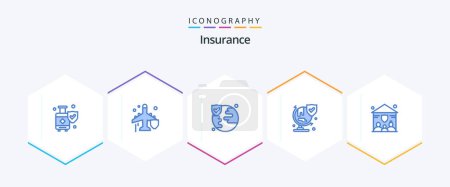 Ilustración de Insurance 25 Blue icon pack including people. family. world. shield. insurance - Imagen libre de derechos