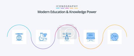 Illustration for Modern Education And Knowledge Power Blue 5 Icon Pack Including math formula. math . geometry. education. hardware - Royalty Free Image