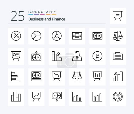 Ilustración de Finance 25 Line icon pack including finance. finance. finance. business. money - Imagen libre de derechos