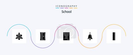 Ilustración de School Glyph 5 Icon Pack Including . study. school. education - Imagen libre de derechos