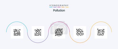 Téléchargez les illustrations : Pollution Line 5 Icon Pack Including trunk. co dioxide. smoke. carbon dioxide. waste - en licence libre de droit