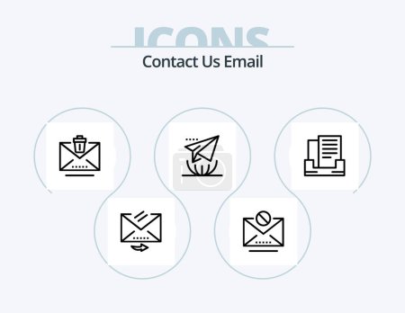 Ilustración de Email Line Icon Pack 5 Icon Design. envelope. remove. message. mail. send - Imagen libre de derechos