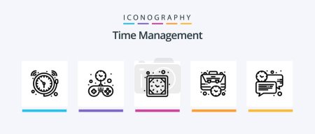 Téléchargez les illustrations : Time Management Line 5 Icon Pack Including delivery. education time. time. book time. time. Creative Icons Design - en licence libre de droit