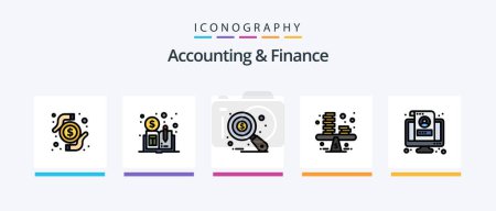 Téléchargez les illustrations : Accounting And Finance Line Filled 5 Icon Pack Including finance. business planning. profile. business network. research. Creative Icons Design - en licence libre de droit
