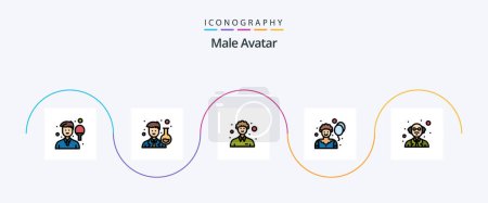 Illustration for Male Avatar Line Filled Flat 5 Icon Pack Including professor. joker. scientist. clown. person - Royalty Free Image