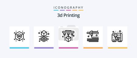 Ilustración de 3d Printing Line 5 Icon Pack Including printer. layer. modeling. printing. d. Creative Icons Design - Imagen libre de derechos