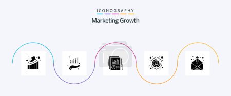 Téléchargez les illustrations : Marketing Growth Glyph 5 Icon Pack Including email. target. chart. hr. business - en licence libre de droit