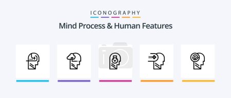 Ilustración de Mind Process And Human Features Line 5 Icon Pack Including head. skill. arrow. learning. mind. Creative Icons Design - Imagen libre de derechos