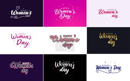 Illustration for March 8th typographic design set with Happy Women's Day text - Royalty Free Image