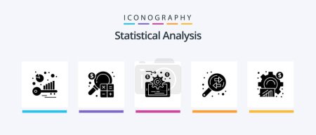 Illustration for Statistical Analysis Glyph 5 Icon Pack Including analytics. finance. marketing. exchange. business. Creative Icons Design - Royalty Free Image
