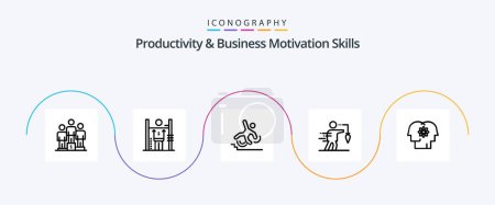 Téléchargez les illustrations : Productivity And Business Motivation Skills Line 5 Icon Pack Including false. business. management. aspiration. failure - en licence libre de droit
