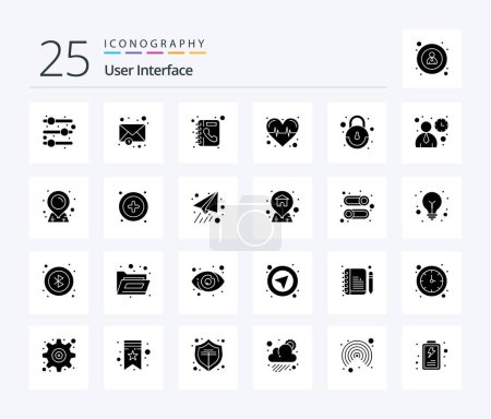 Illustration for User Interface 25 Solid Glyph icon pack including user. interface. phone book. user. interface - Royalty Free Image