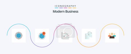Téléchargez les illustrations : Modern Business Flat 5 Icon Pack Including trends. diagram. global. chart. analytics - en licence libre de droit