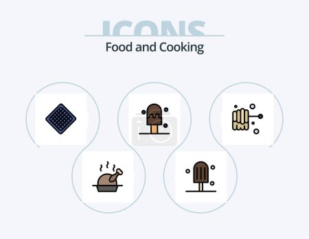Téléchargez les illustrations : Food Line Filled Icon Pack 5 Icon Design. . food. toast - en licence libre de droit