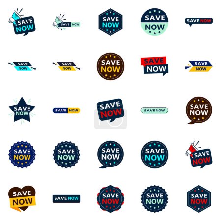 Ilustración de 25 Versatile Typographic Banners for promoting saving in different contexts - Imagen libre de derechos