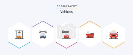 Téléchargez les illustrations : Vehicles 25 Flat icon pack including . police. security. emergency. vehicles - en licence libre de droit