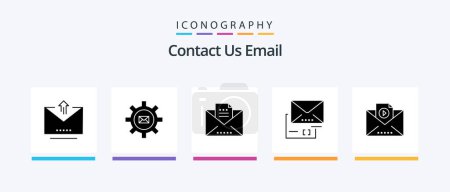 Téléchargez les illustrations : Email Glyph 5 Icon Pack Including email. email. message. document. letter. Creative Icons Design - en licence libre de droit