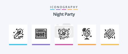 Illustration for Night Party Line 5 Icon Pack Including night. wine. drum . party. celebration. Creative Icons Design - Royalty Free Image