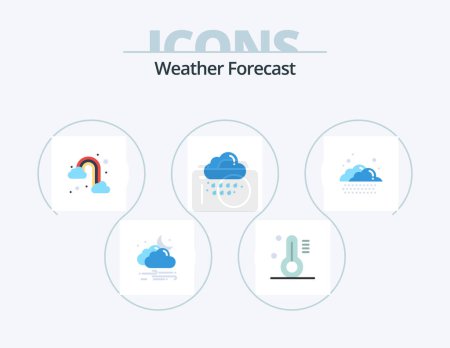 Ilustración de Weather Flat Icon Pack 5 Icon Design. rain. weather. rain. rain. cloud - Imagen libre de derechos