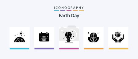 Ilustración de Earth Day Glyph 5 Icon Pack Including green. ecology. world. earth day. light bulb. Creative Icons Design - Imagen libre de derechos