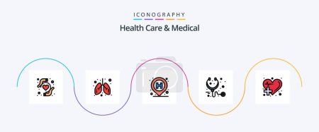 Illustration for Health Care And Medical Line Filled Flat 5 Icon Pack Including health care. care. location. stethoscope. health - Royalty Free Image