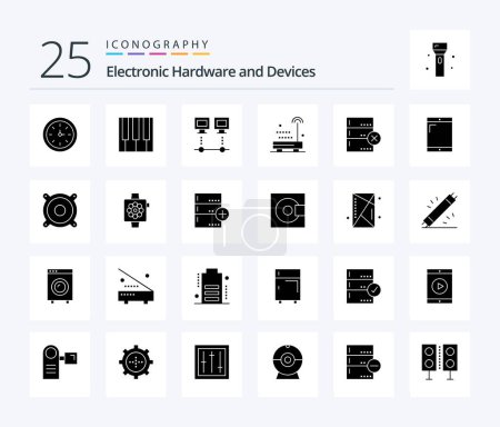 Illustration for Devices 25 Solid Glyph icon pack including technology. radio. sound. devices. net - Royalty Free Image