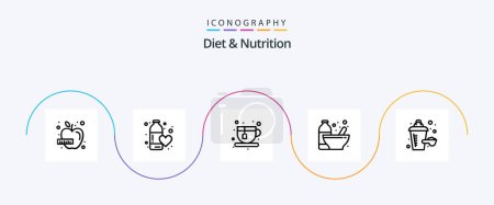 Illustration for Diet And Nutrition Line 5 Icon Pack Including additive. nutrition. love. diet. bodybuilding - Royalty Free Image