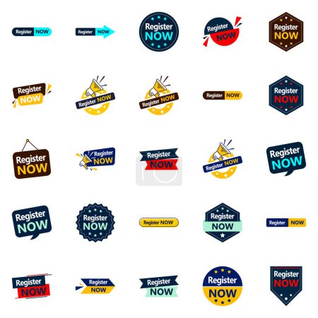 Illustration for 25 High quality typographic banners for maximum registration - Royalty Free Image