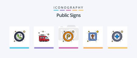 Illustration for Public Signs Line Filled 5 Icon Pack Including public. arrow. public. vehicle. service. Creative Icons Design - Royalty Free Image