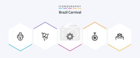 Ilustración de Brazil Carnival 25 Line icon pack including brazilian. sunset. decoration. sunrise. celebration - Imagen libre de derechos