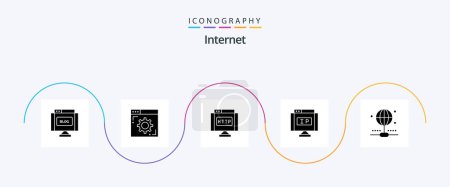 Illustration for Internet Glyph 5 Icon Pack Including internet. pointer. domain. location. internet - Royalty Free Image