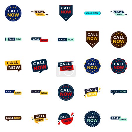 Téléchargez les illustrations : 25 Professional Typographic Designs for a refined calling message Call Now - en licence libre de droit