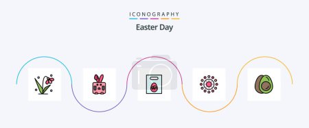 Ilustración de Paquete plano lleno de 5 iconos con huevos incluidos. Pascua. peso. vacaciones. flor - Imagen libre de derechos