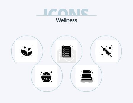Ilustración de Wellness Glyph Icon Pack 5 Icon Design. spa. injection. spa. drop. list - Imagen libre de derechos