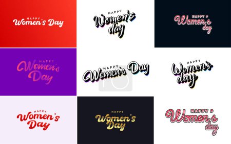Ilustración de Set of International Women's Day cards with a logo and a gradient color scheme - Imagen libre de derechos