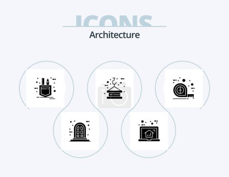 Illustration for Architecture Glyph Icon Pack 5 Icon Design. measuring. rope. patch. lifting. crane - Royalty Free Image