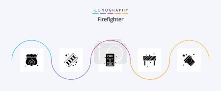 Illustration for Firefighter Glyph 5 Icon Pack Including bucket. road. stair. block. fire - Royalty Free Image