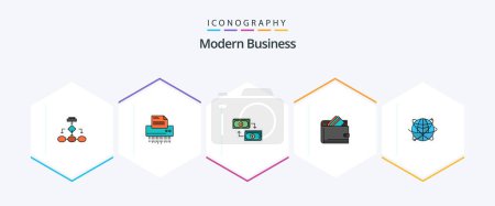 Illustration for Modern Business 25 FilledLine icon pack including euro. business. confidential. exchange. office - Royalty Free Image