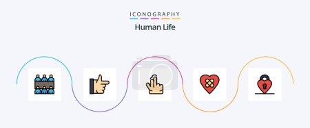 Illustration for Human Line Filled Flat 5 Icon Pack Including . private. hand. love. patch - Royalty Free Image