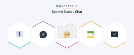 Illustration for Chat 25 Flat icon pack including . speech. chat. chat approve. texting - Royalty Free Image