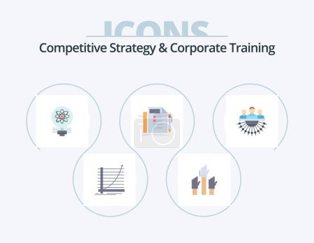 Ilustración de Competitive Strategy And Corporate Training Flat Icon Pack 5 Icon Design. plan. business. employee. startup. light - Imagen libre de derechos