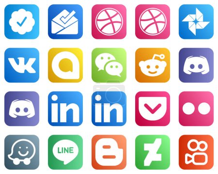 Téléchargez les illustrations : 20 Social Media Icons for Your Business such as yahoo. pocket. reddit and professional icons. Customizable and unique - en licence libre de droit