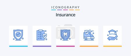 Illustration for Insurance Blue 5 Icon Pack Including . insurance. security. education. security. Creative Icons Design - Royalty Free Image