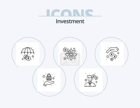 Téléchargez les illustrations : Investment Line Icon Pack 5 Icon Design. property. investment. gold. online. hands - en licence libre de droit