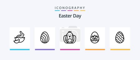 Téléchargez les illustrations : Easter Line 5 Icon Pack Including easter. easter. lamb. robbit. chicken. Creative Icons Design - en licence libre de droit
